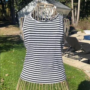 Ambiance Black and White Striped Tank Top